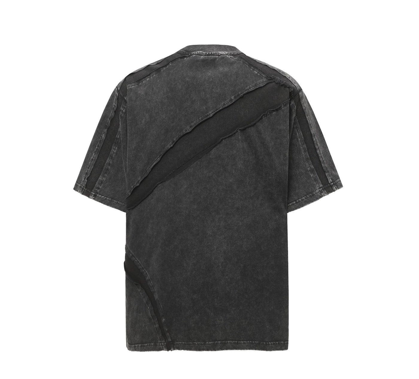 【25s Jul.】Cut-Out Spliced Washed Round Neck Short Sleeve T-Shirt