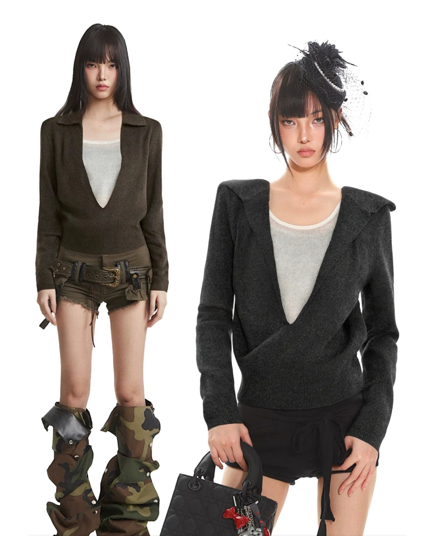 【25s Dec.】Retro Collared Faux Two-piece Knit Sweater