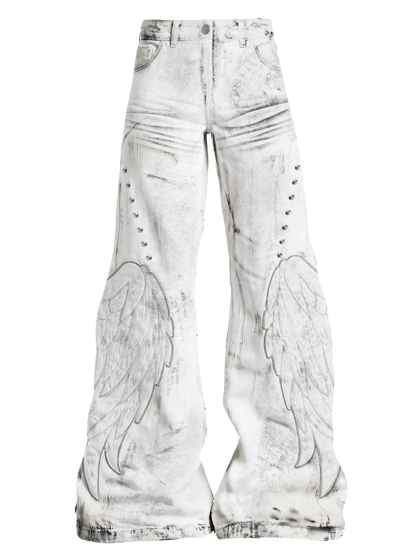 【26s Apr.】Distressed Wing Patch Flared Pants
