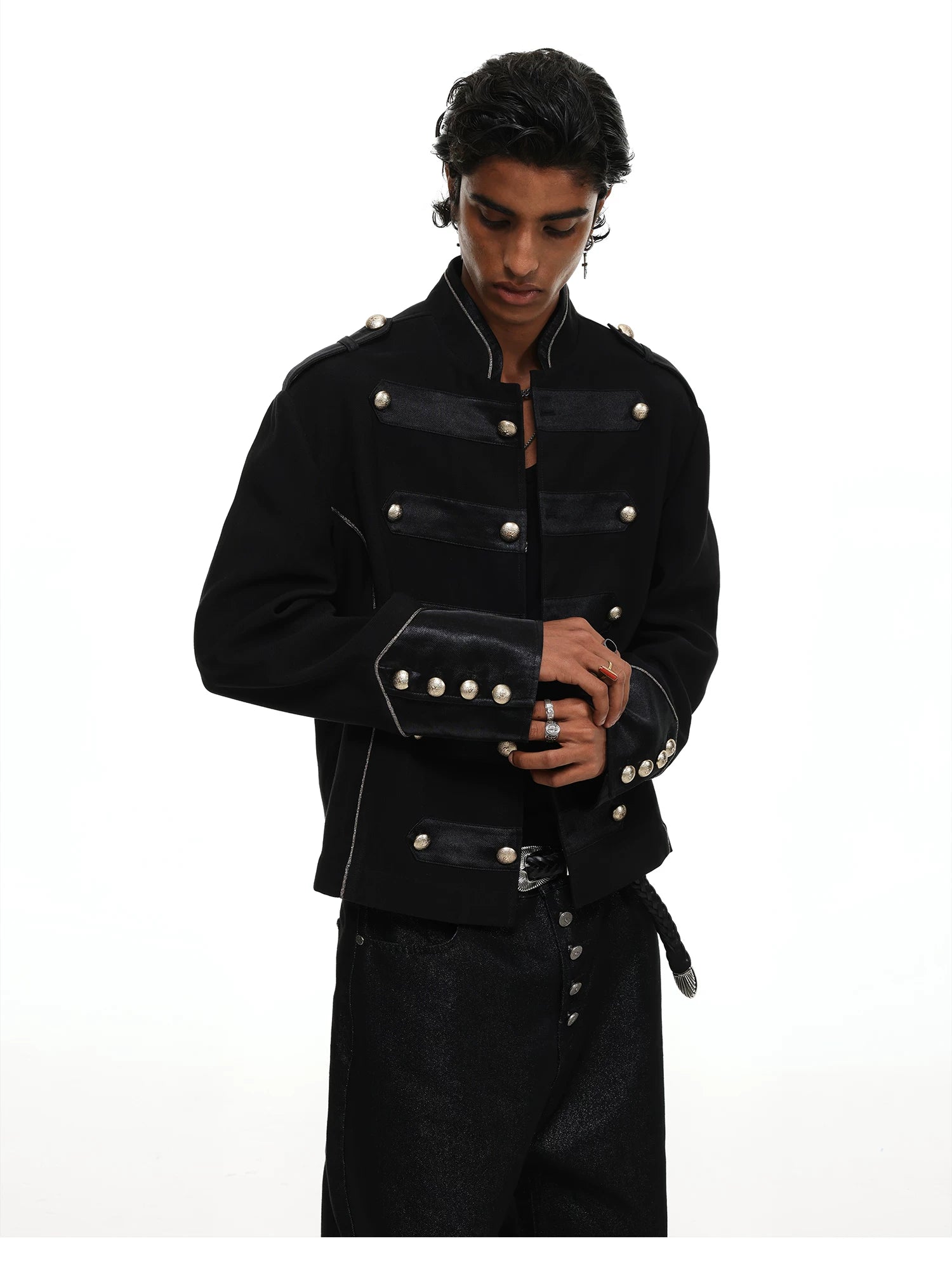 【26s May】Napoleonic Stand Collar Metal Button Lightweight Shirt Jacket