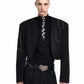 【25s Sep.】Short Rhinestone Collarless Jacket with Padded Shoulders / Trousers
