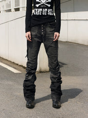 Cracked Washed Curved Skinny Jeans