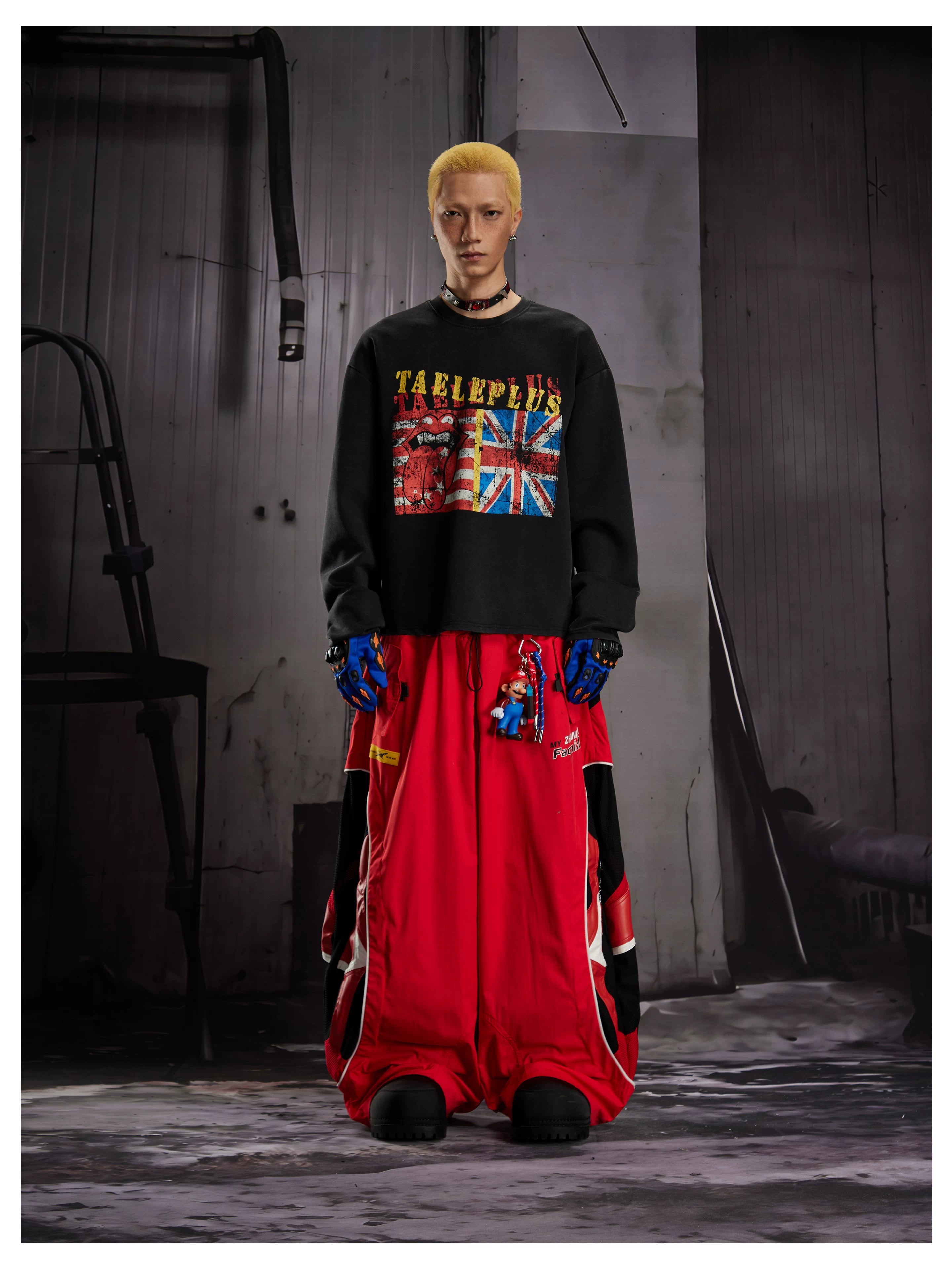 Deconstructed Racing Mesh Leather Pants