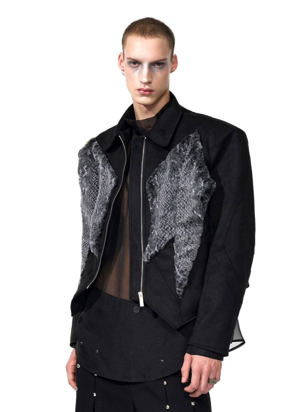 【25s Aug.】Red Snake Print Faux Fur Jacket