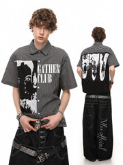 Dark Graphic Plaid Short Sleeve Shirt