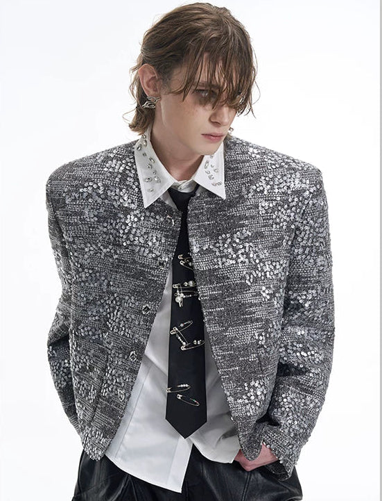 【26s Jan.】Luxury Sequin Tweed Cropped Jacket