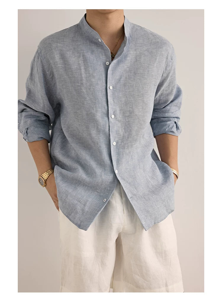 Relaxed Linen Collared Shirt
