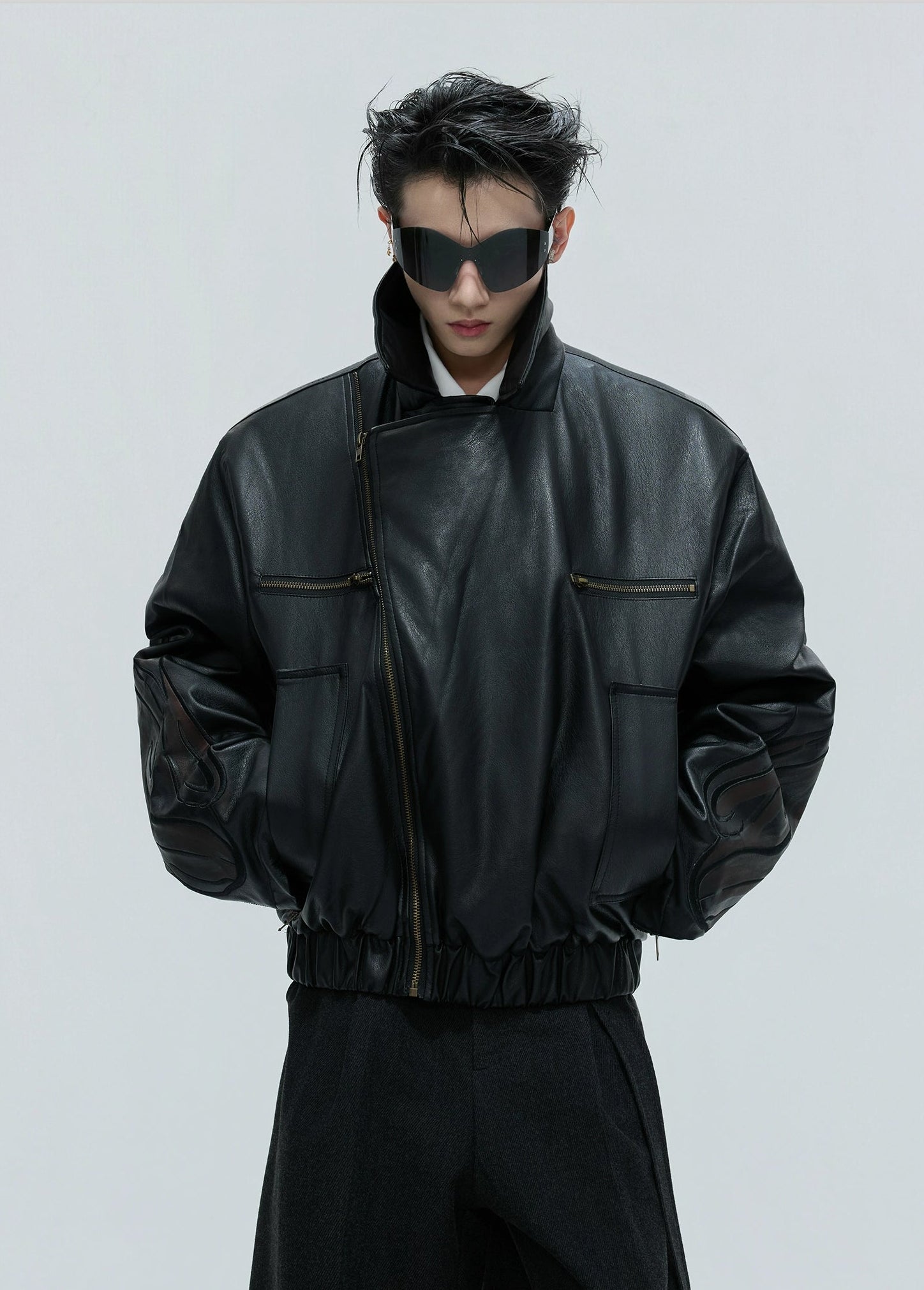 【25s Nov.】Distressed Embossed Detachable Fur Collar Thickened Cotton Coat