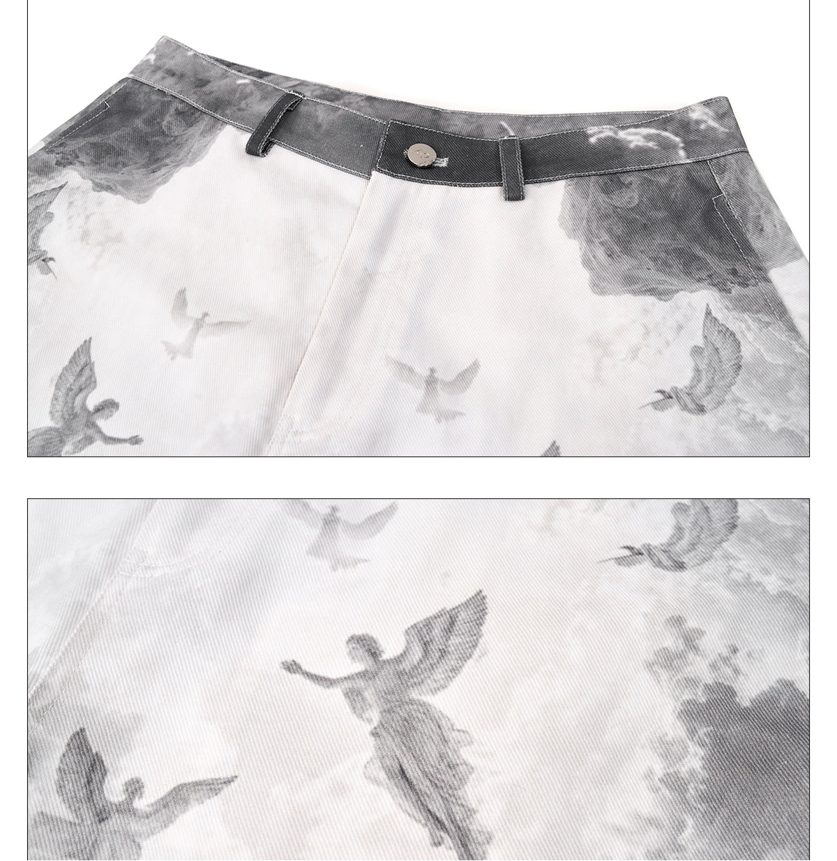 3D Printed Street Low-Rise Wide-Leg Jeans