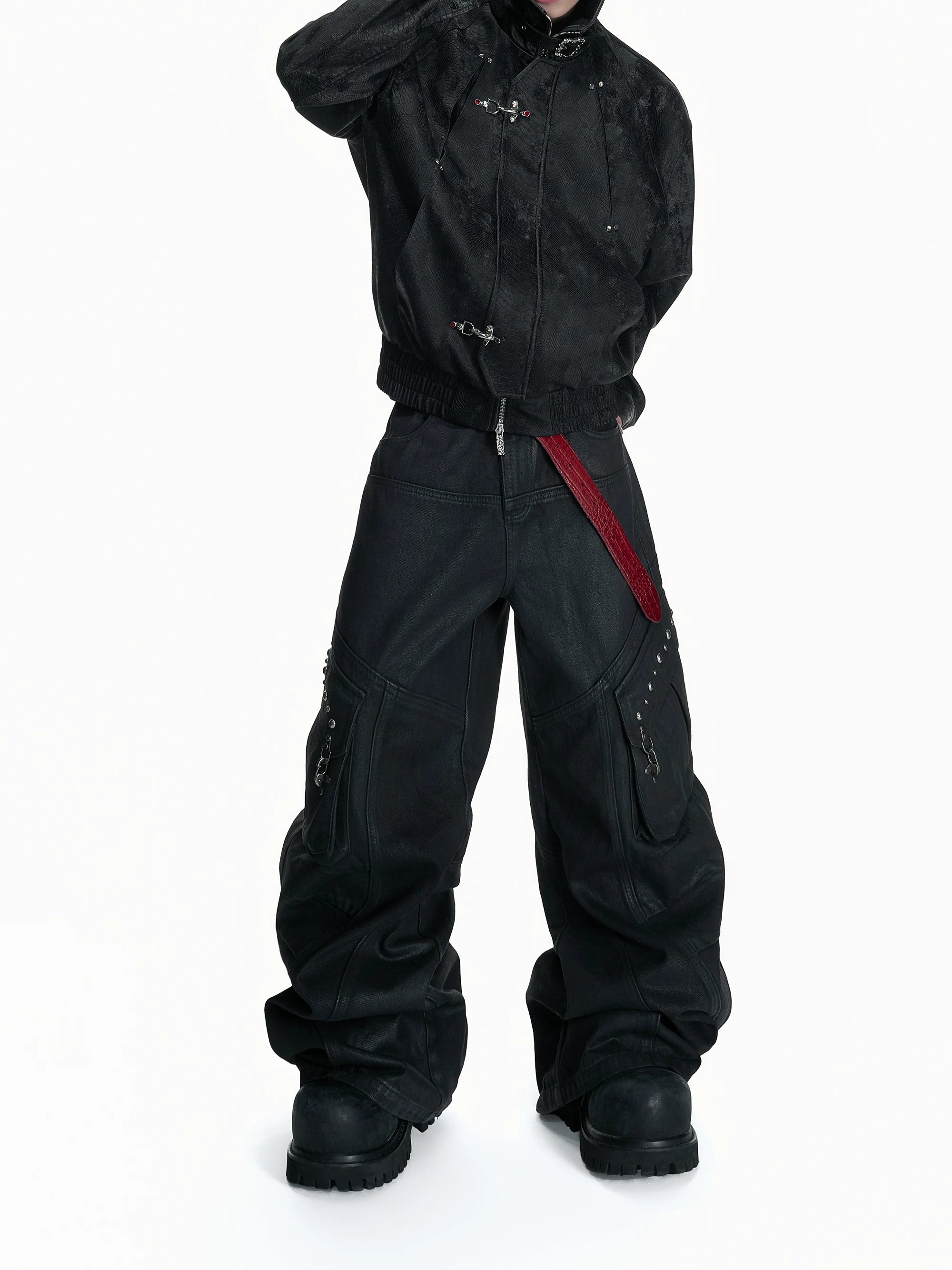 【26s Mar.】Waxed Curved Cargo Denim Pants
