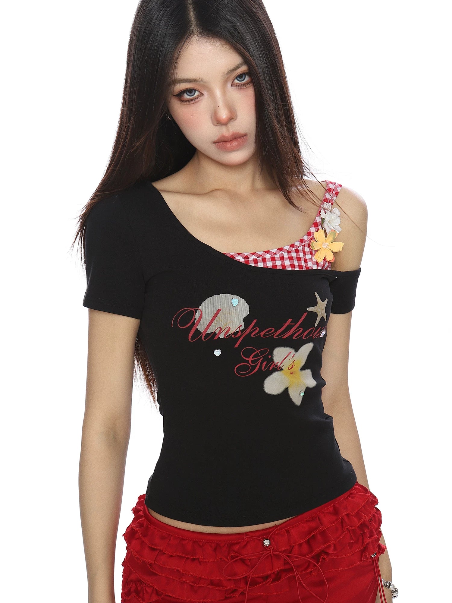 【26s Jan.】Resort-Style Plaid Layered Camisole Tee