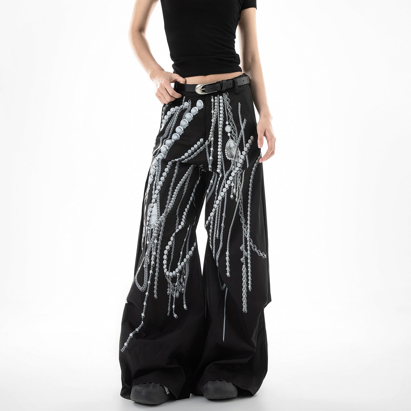 【25s Jul.】Vintage Pearl Printed Craft Pants