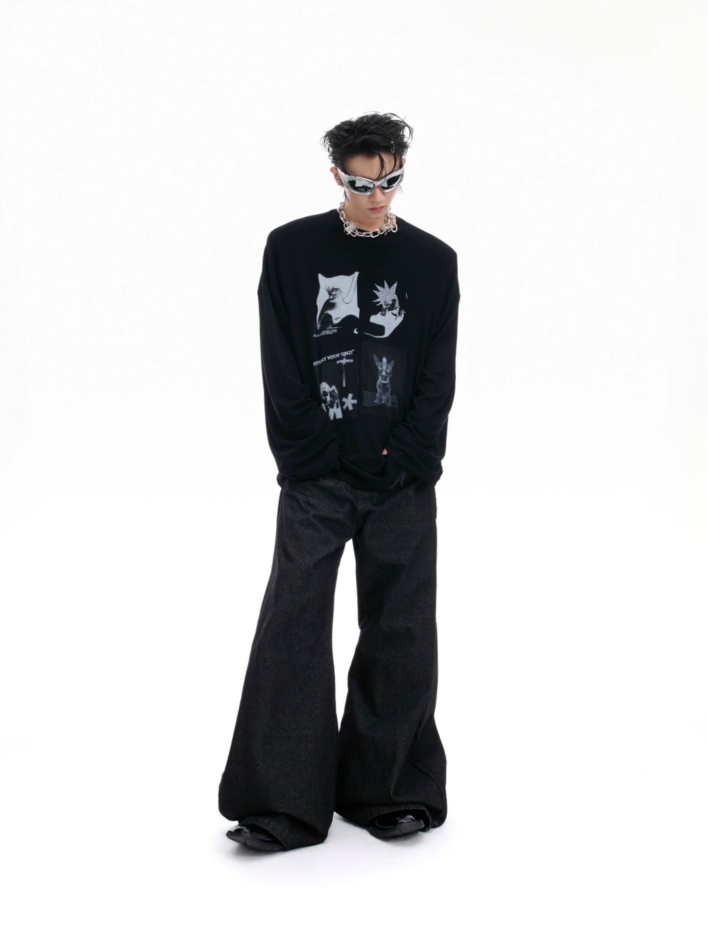 【25s Aug.】Artistic Pattern Loose Fit High Elasticity Long Sleeves