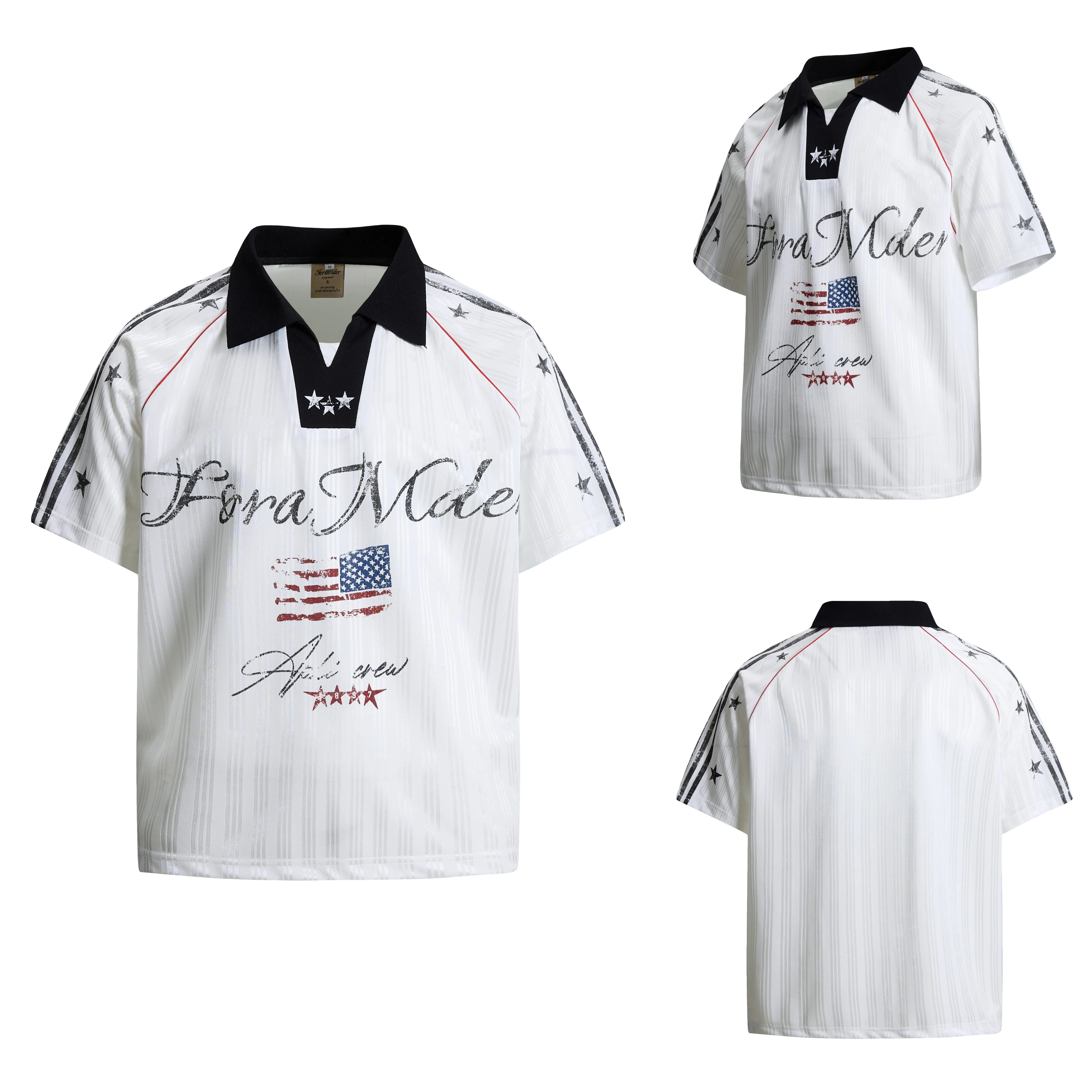 Black White Contrast Football Jersey Tee