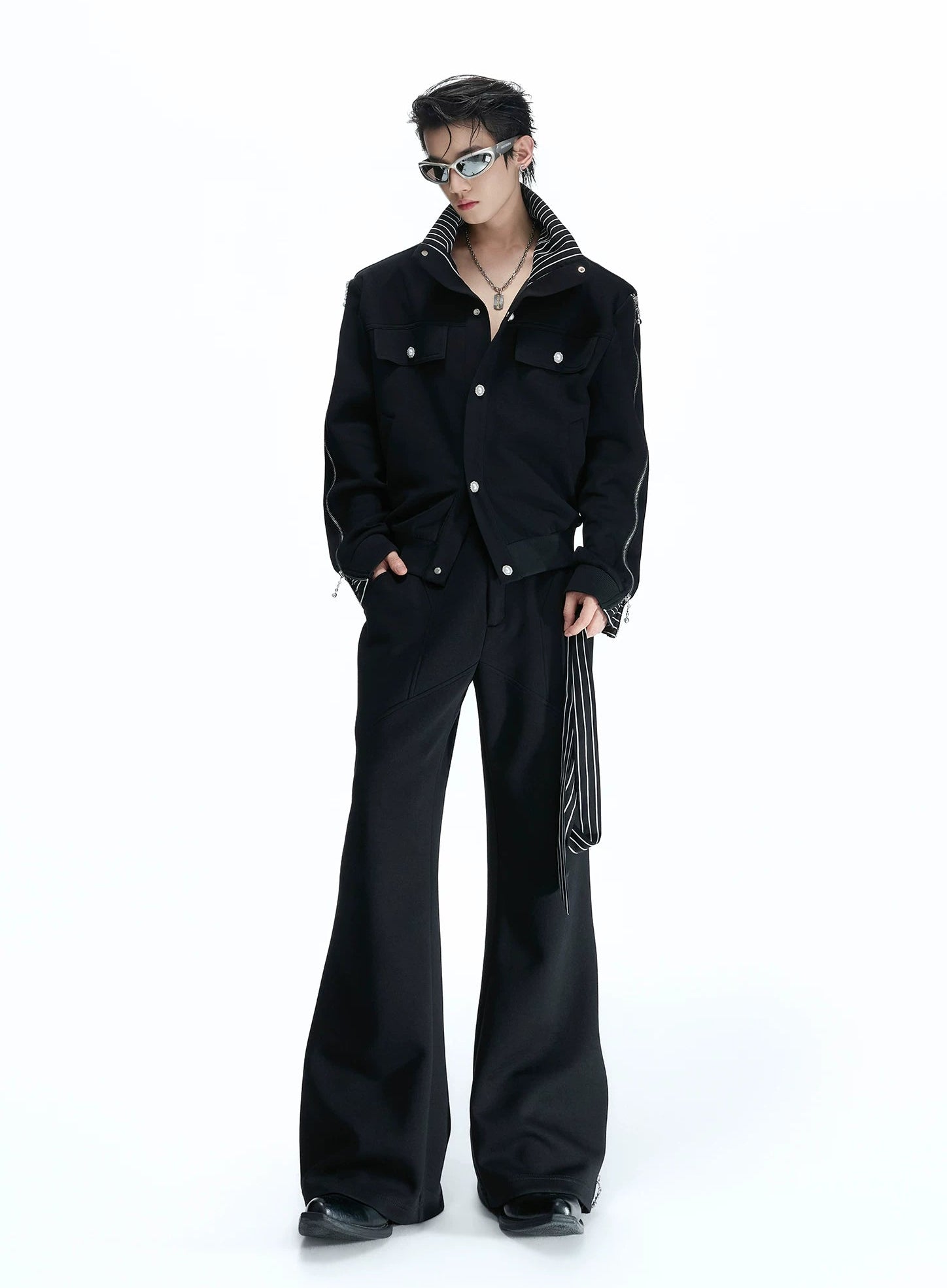 Striped Ribbon Layered Track Top / Pants