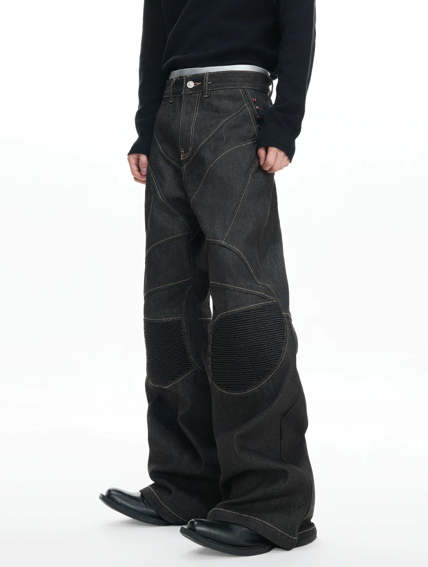 【26s Jan.】Hand-Stitched 14.5oz Raw Denim Knee-Panel Jeans