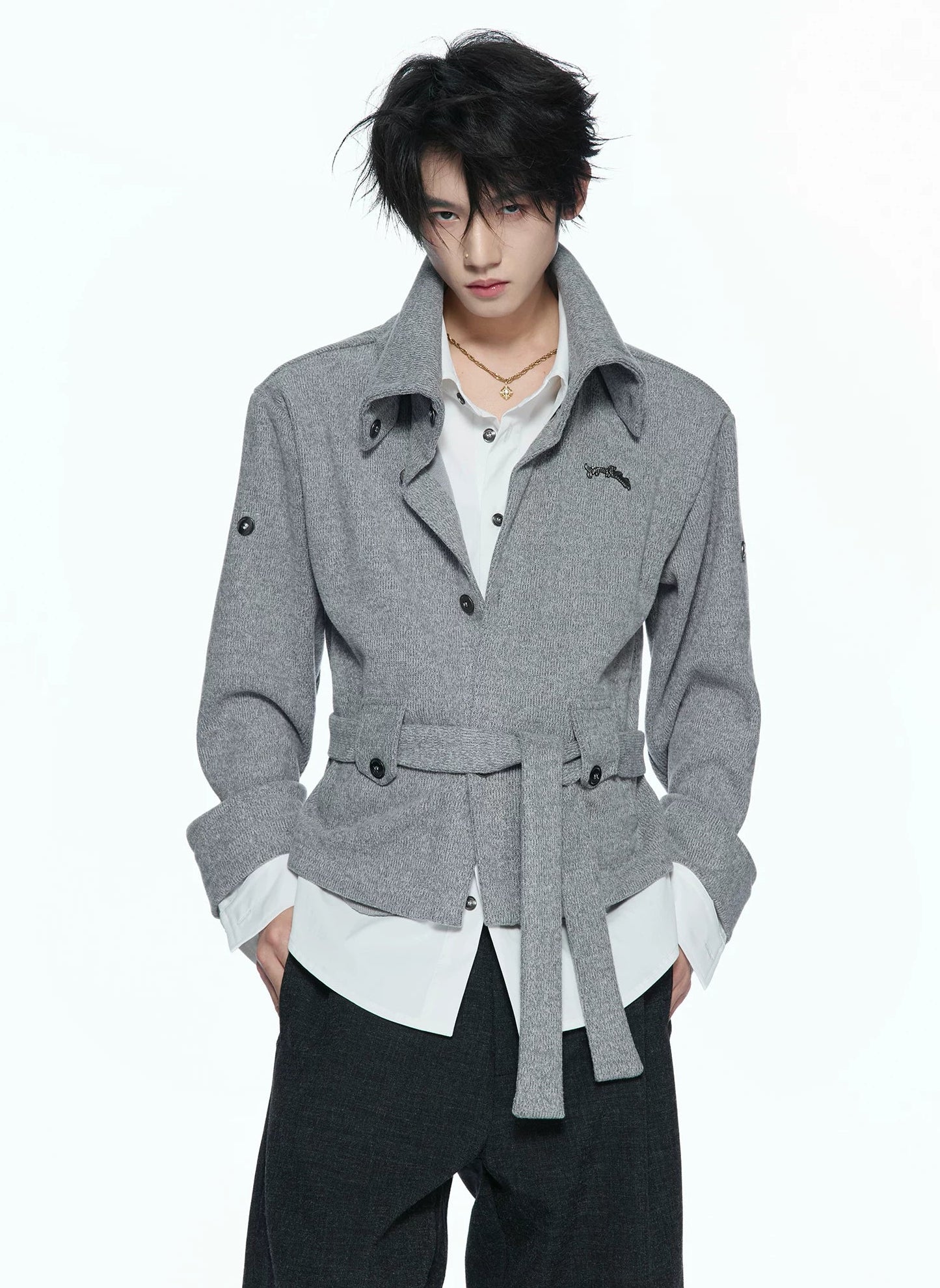 Merwev Convertible Collar Knit Cardigan