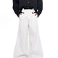 【25s Sep.】Red Wide-Leg Pants with Curved Blade Cut