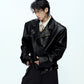 【25s Sep.】Luxury Shiny Geisha Pattern Pin Leather Jacket