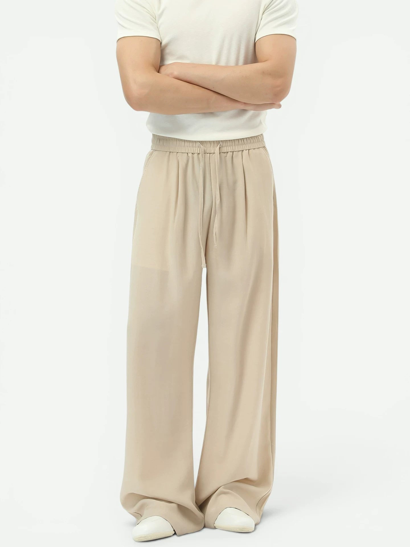 Lyocell Drawstring Wide-Leg Pants