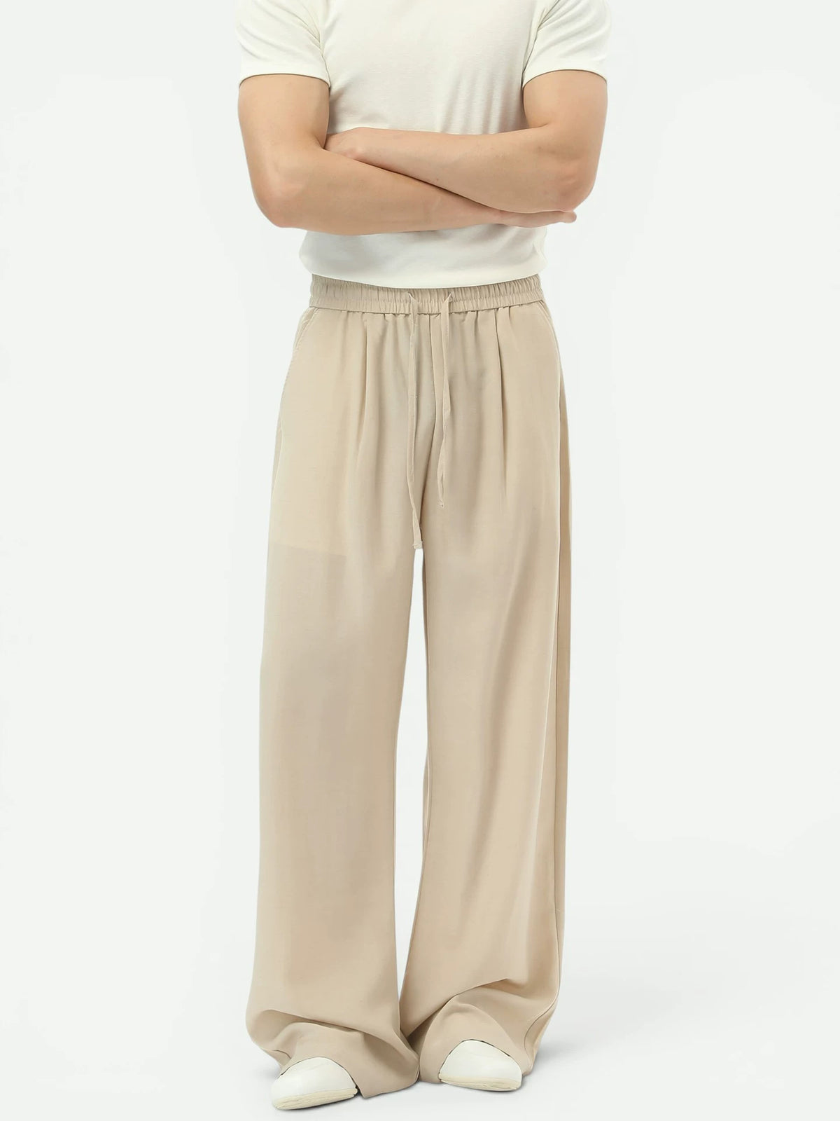 Lyocell Drawstring Wide-Leg Pants