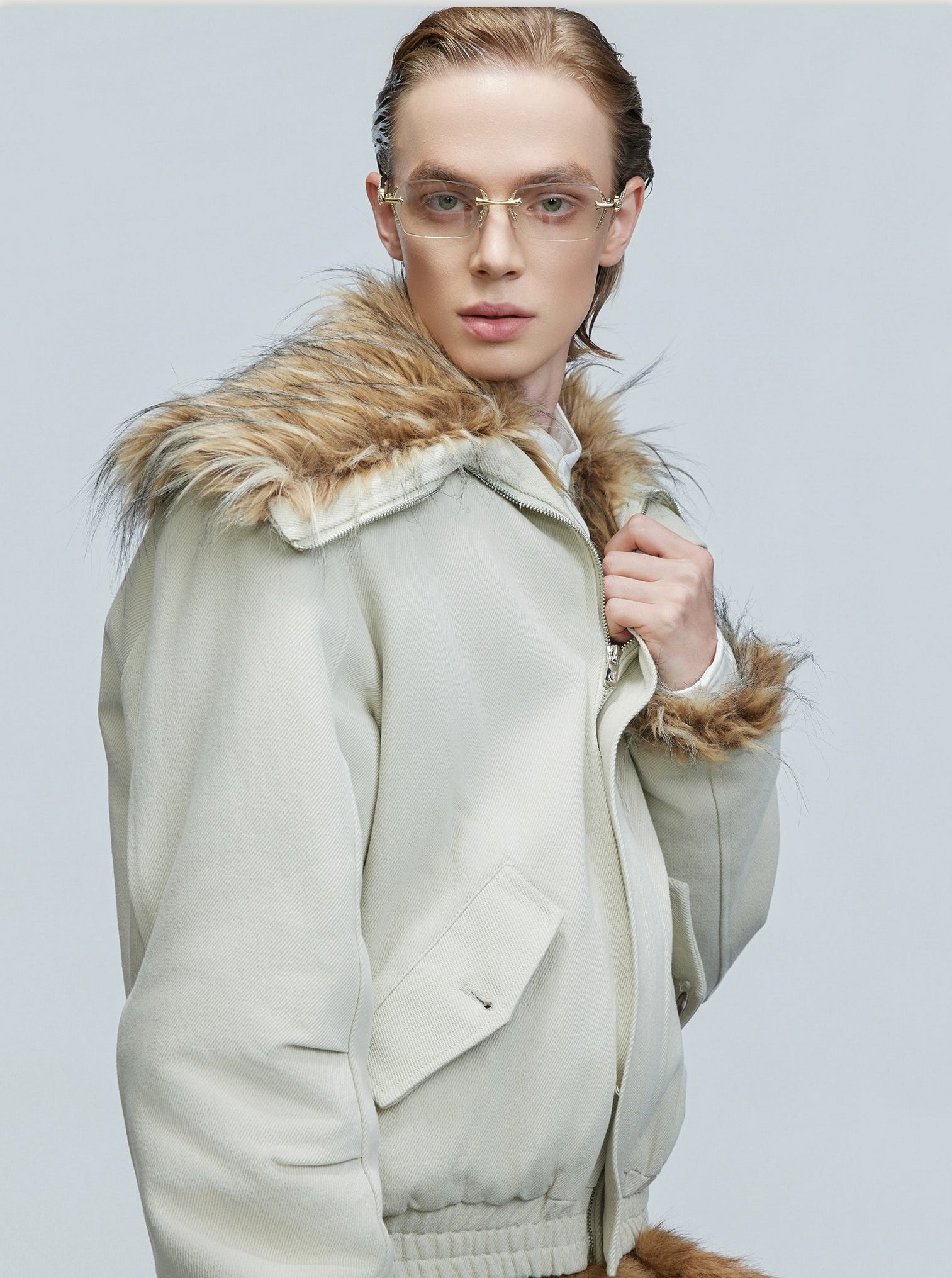 【25s Nov.】Washed Fur Collar Plush and Thickened Cotton Jacket