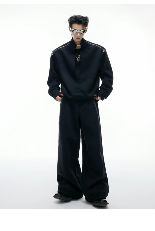 【25s Aug.】Faux Two-Piece Mock Neck Zip Hoodie & Sweatpants Set