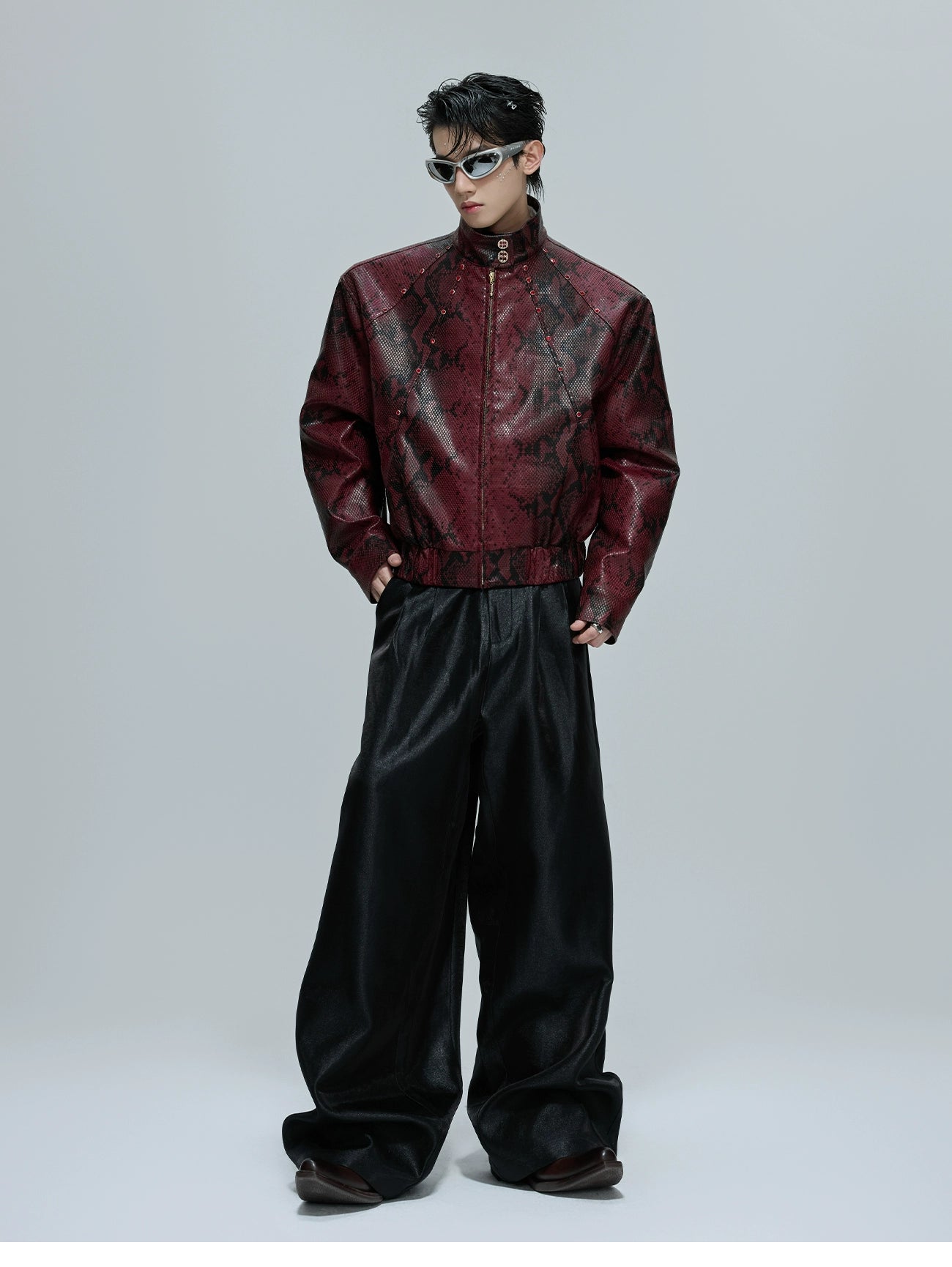 Python Textured Leather Fashion Jacket