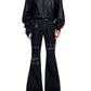 【25s Oct.】Raw-edge Fringed Leather Bootcut Jeans