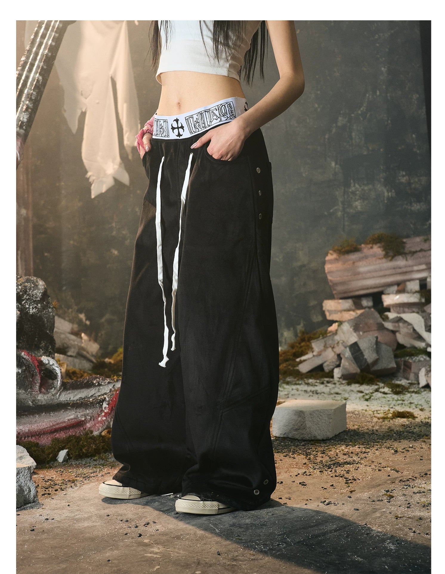 【26s Jan.】Boxing Velvet Curved Wide-Leg Denim Pants