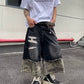 【25s Jun.】Vintage Patchwork Camouflage Denim Capri Pants