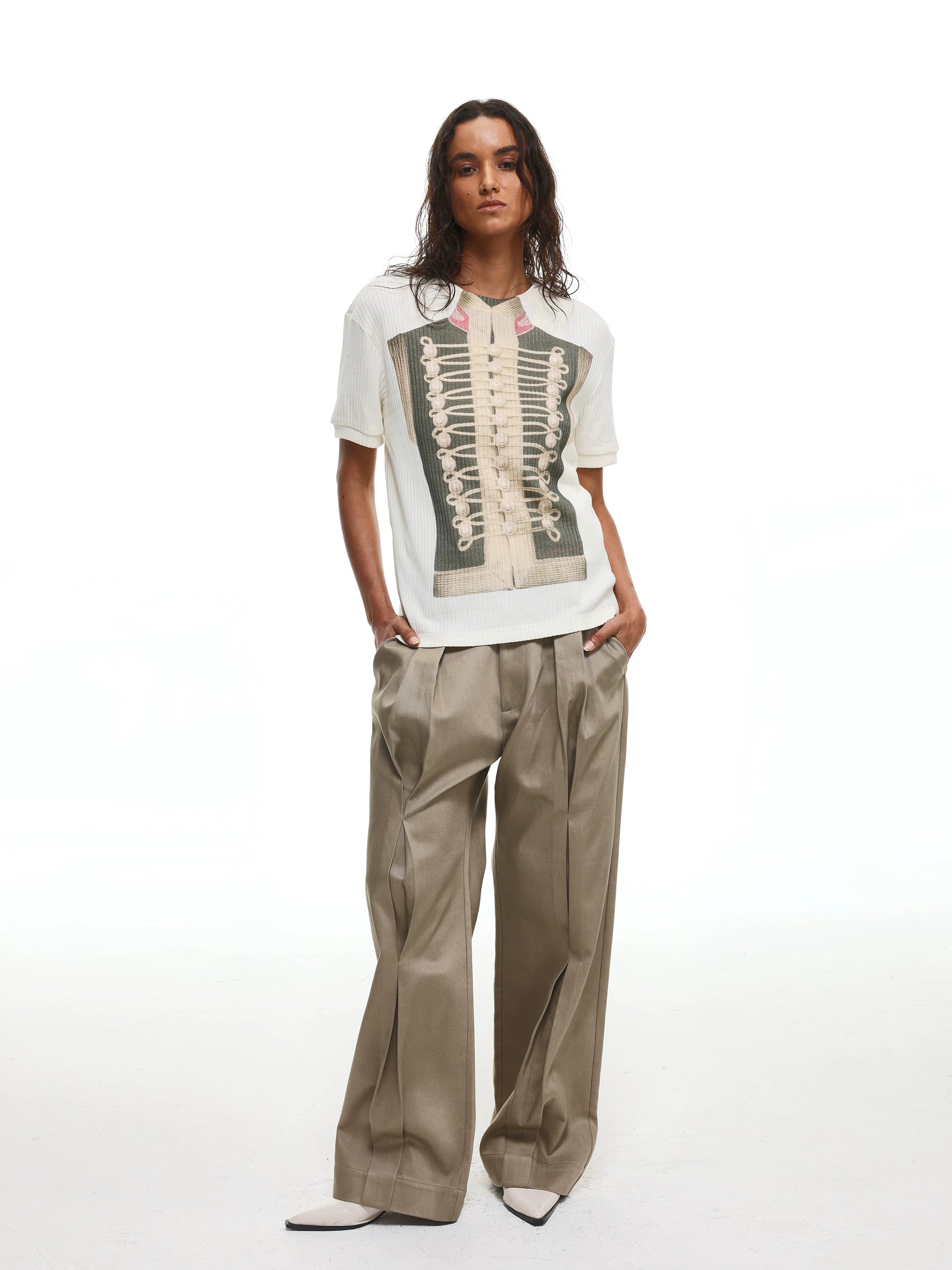 【26s May】Napoleonic Court Printed Cropped Slim Tee