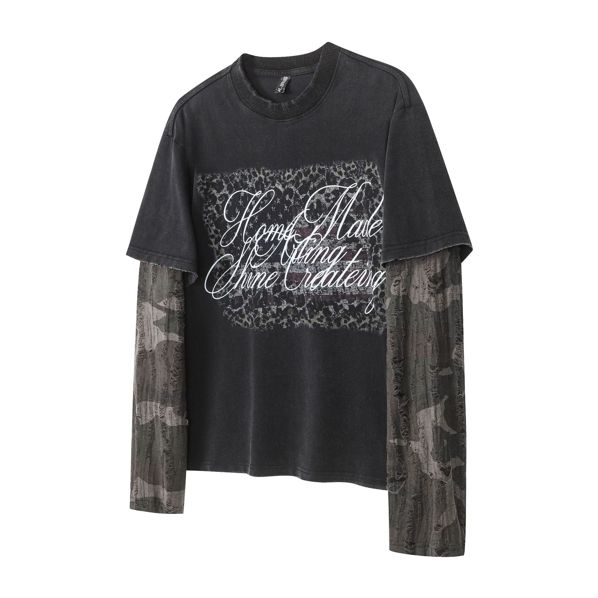 Layered Distressed Washed Long Sleeve Tee