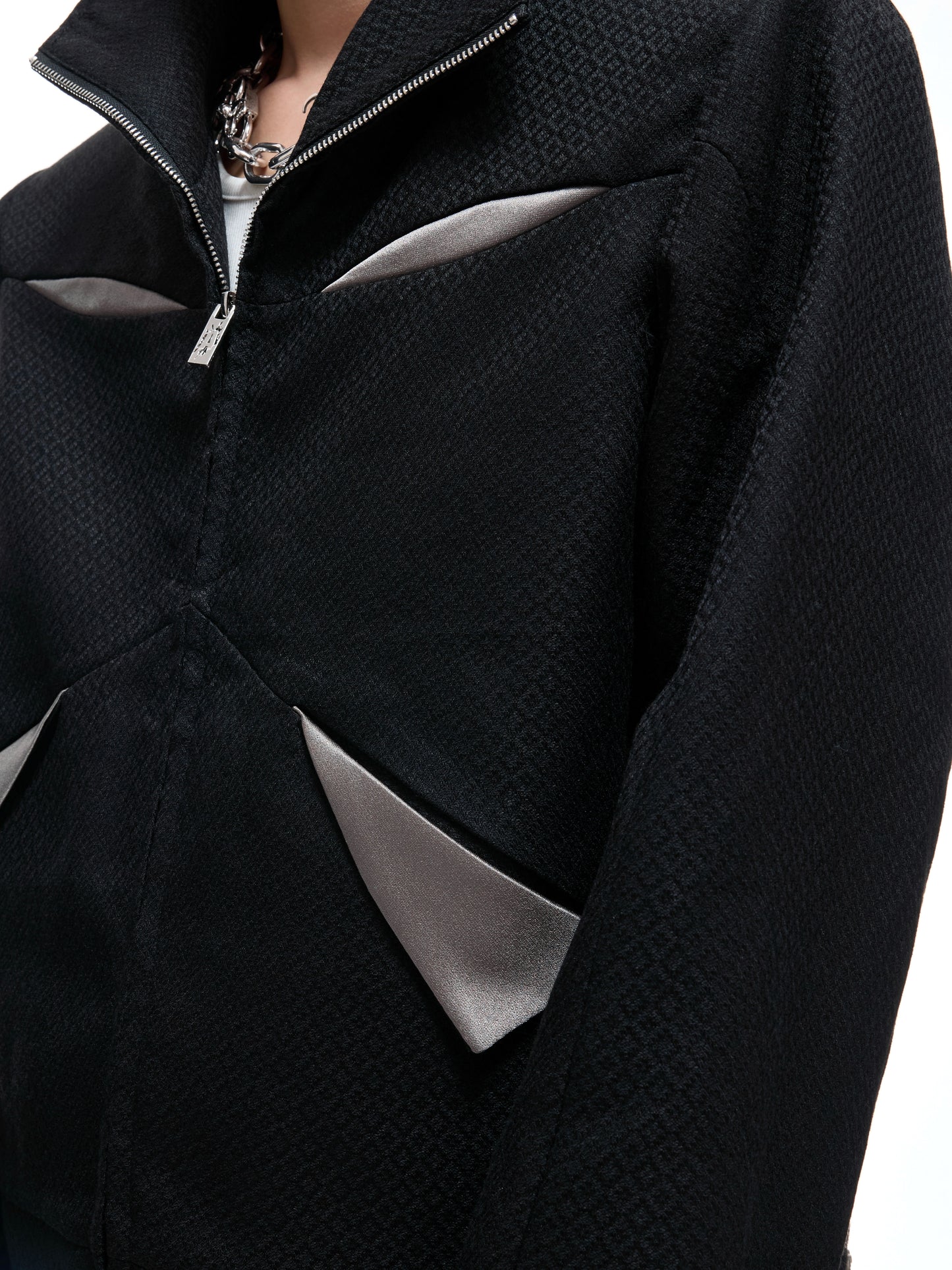 【25s Aug.】Colorblock Patchwork Cropped Jacket and Flared Pants Set
