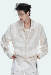Floral Embroidered Linen Shirt Jacket