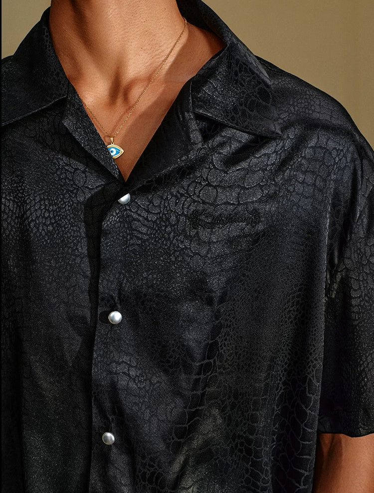 Snake Texture Satin Shirt