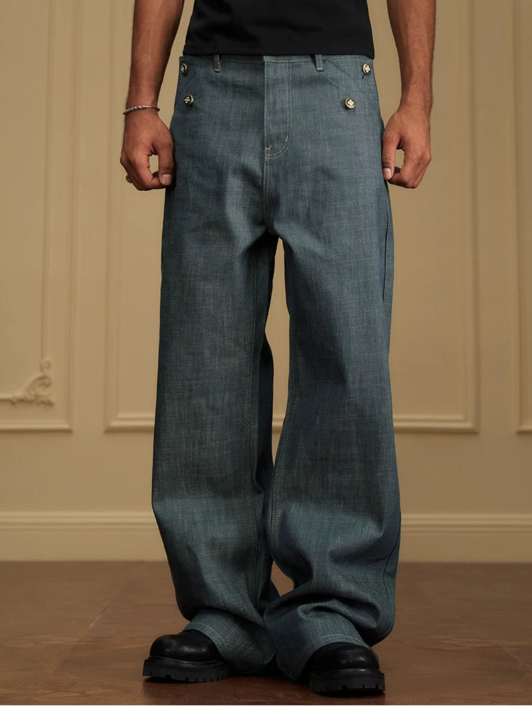 Baroque Relief Straight Denim Jeans