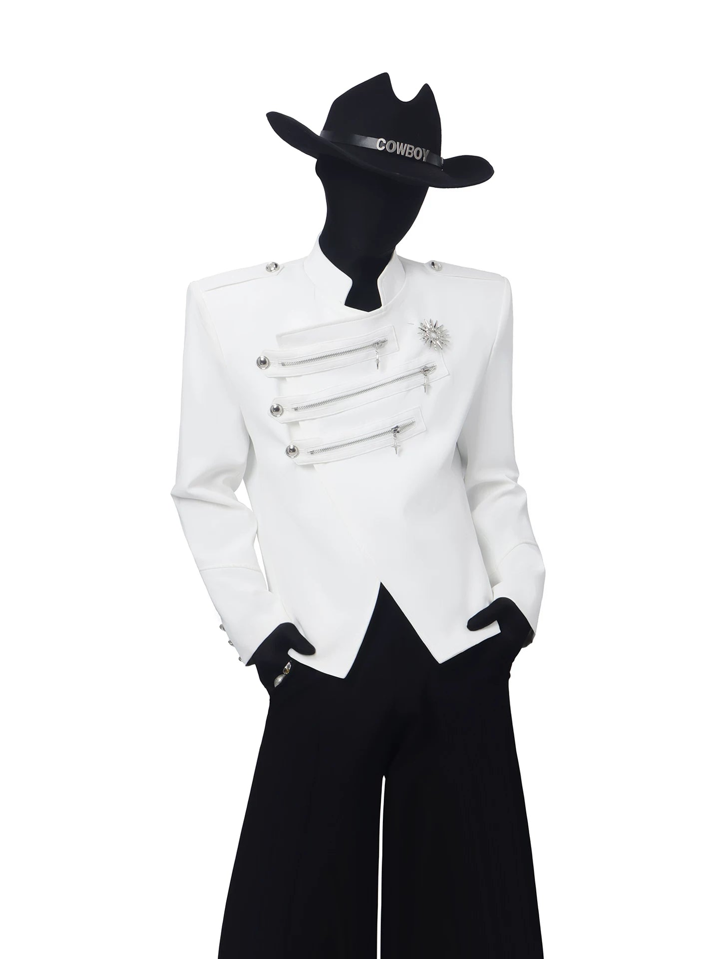 Deconstructed Knight Stand Collar Blazer