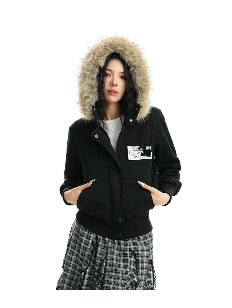 【25s Nov.】Detachable Fur-trimmed Camouflage Hooded Jacket