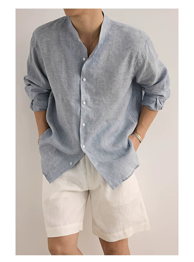 Relaxed Linen Collared Shirt