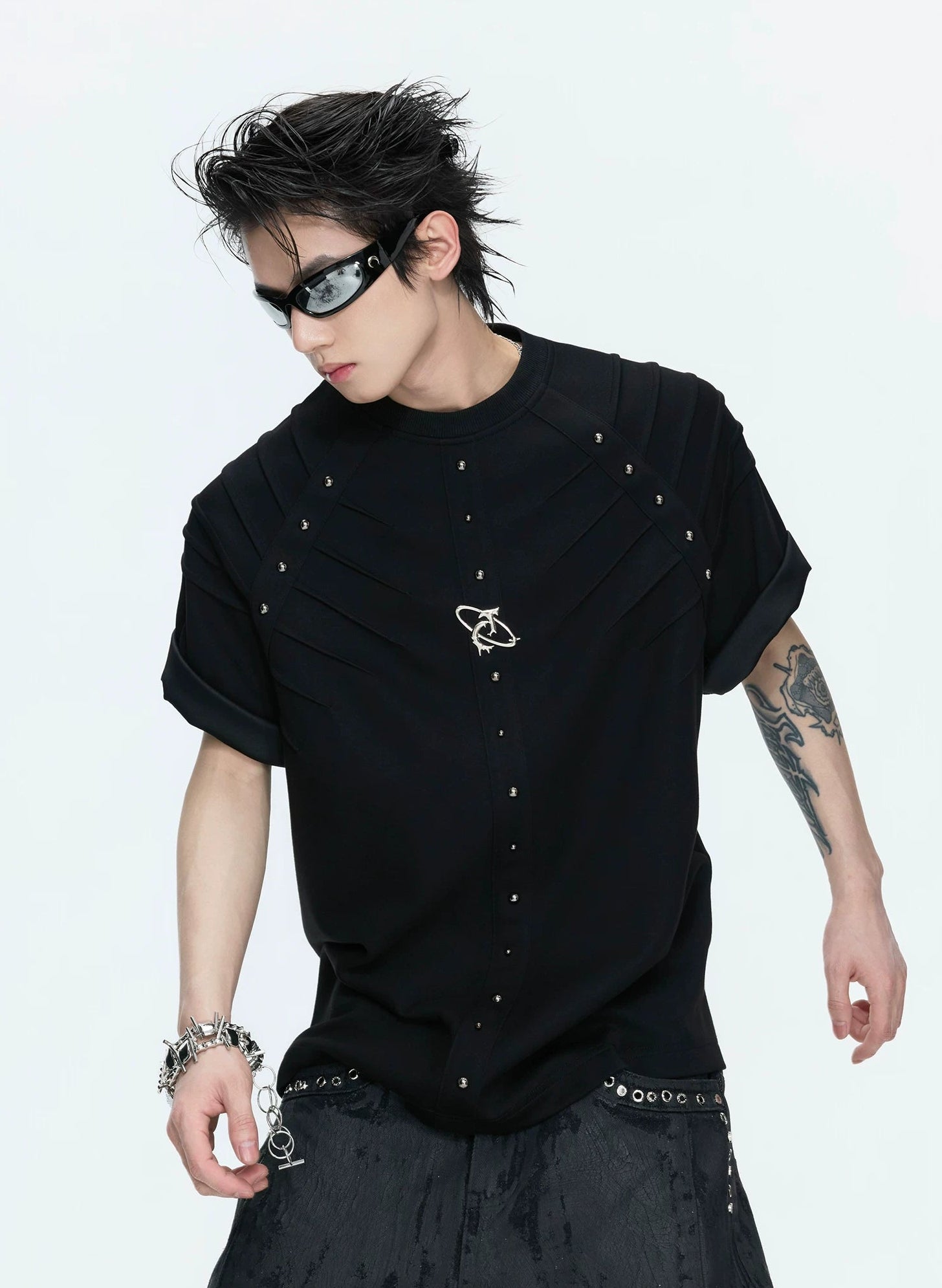 【26s Apr.】Studded Pleated Spine Structure Tee