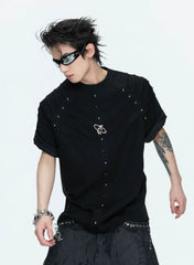 【26s Apr.】Studded Pleated Spine Structure Tee