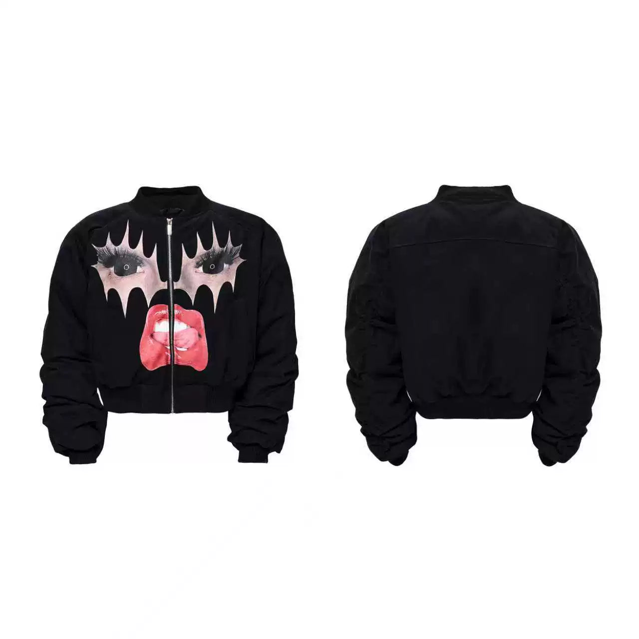 【25s Nov.】Fiery Red Lip Print Fun Print Thick Coat (only 5 Left)