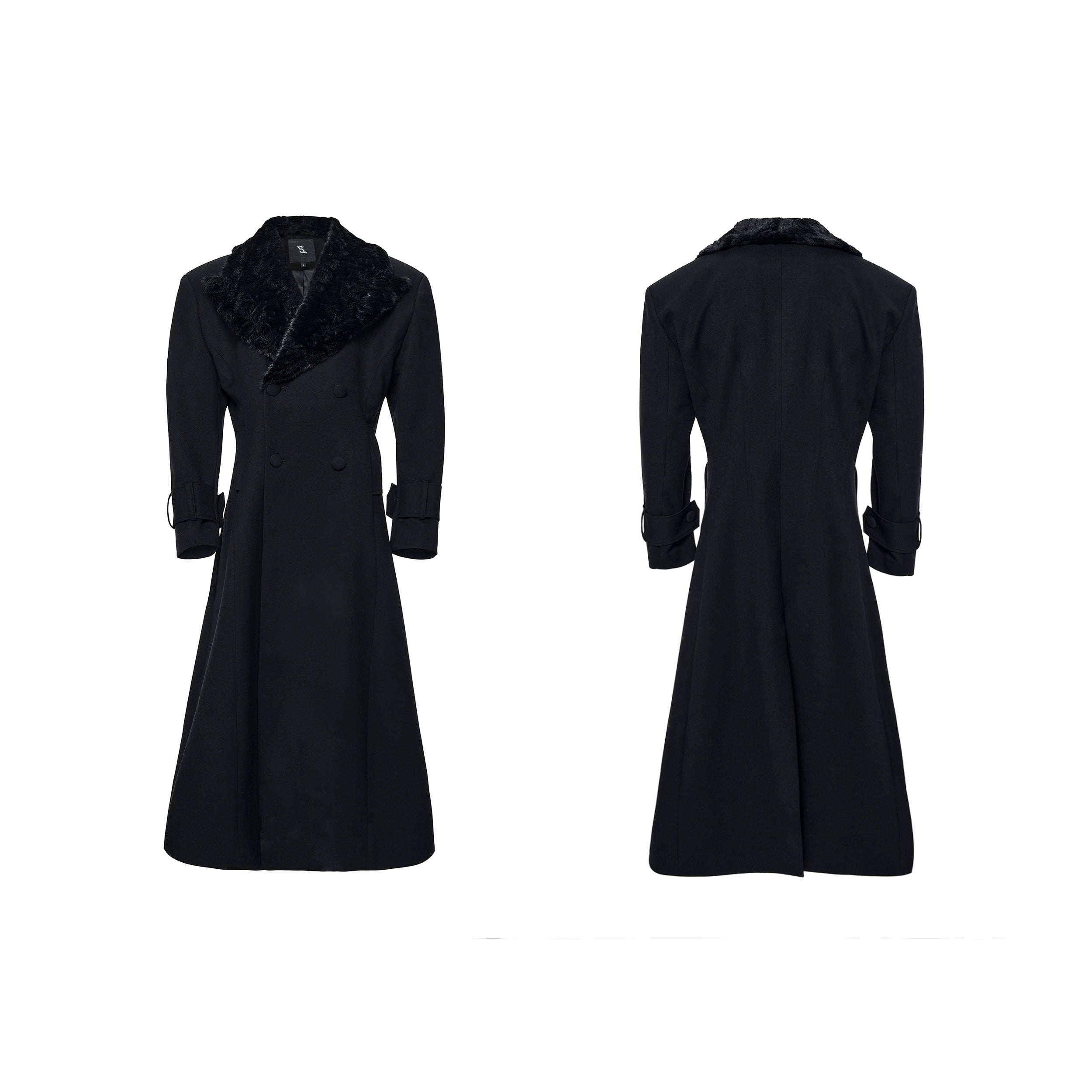 【25s Nov.】Elegant Long Trench Coat with Fur Collar