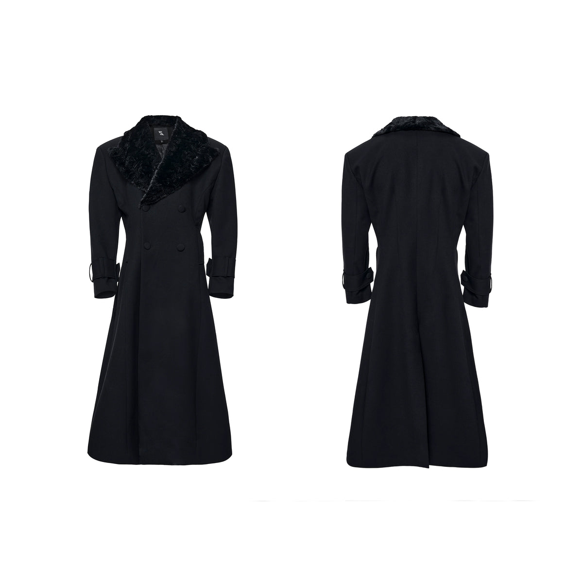 【25s Nov.】Elegant Long Trench Coat with Fur Collar
