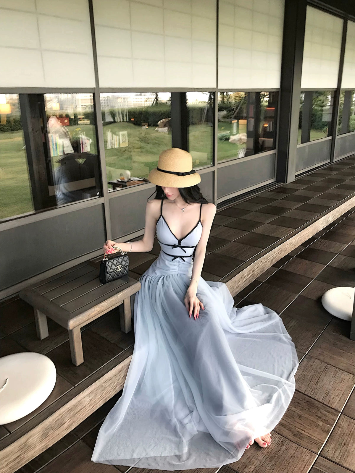 【26s May】Sheer Mesh Strappy Maxi Dress