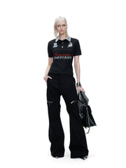 Contrast Sequin Polo Tee