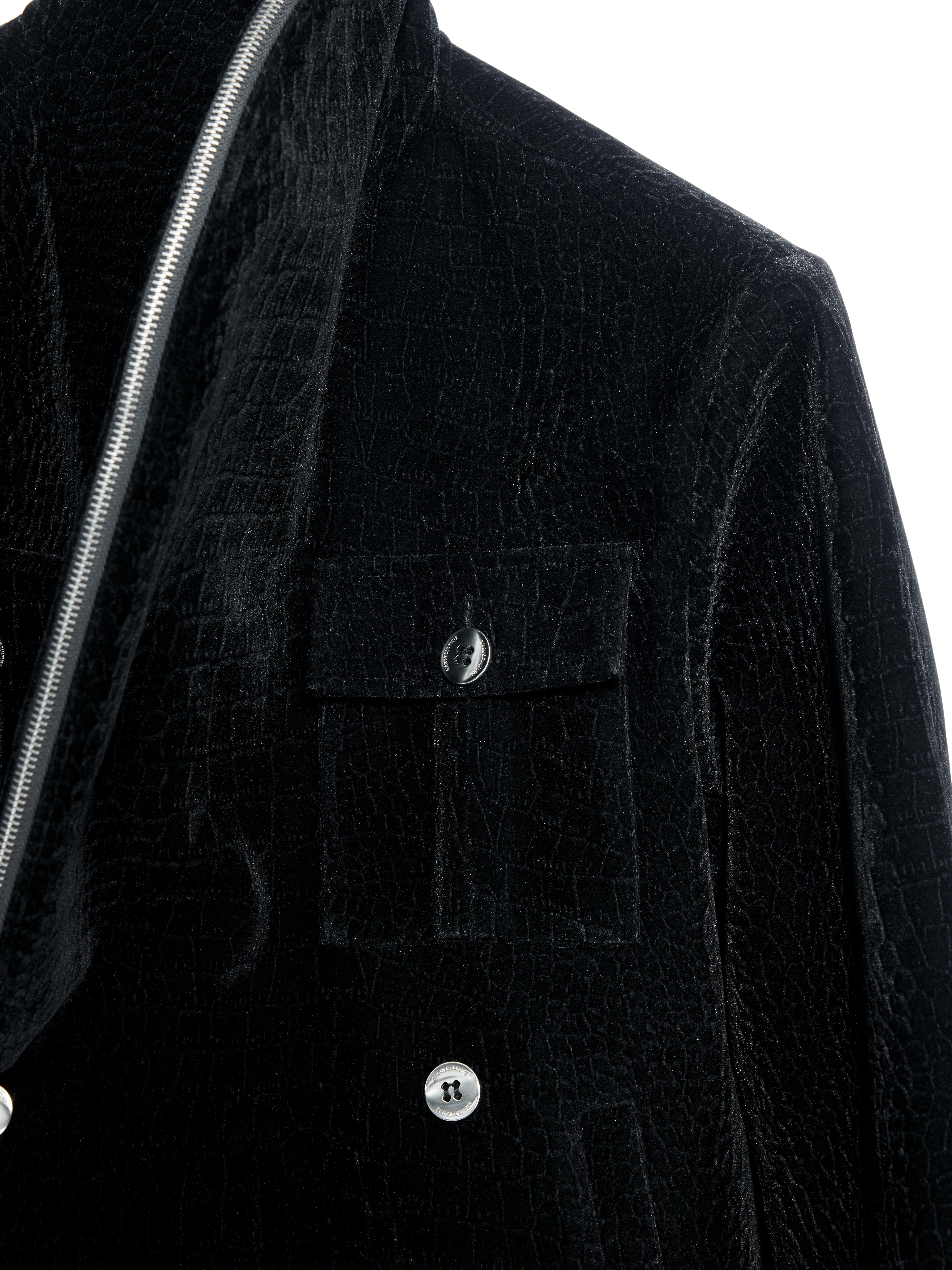 Custom Suede Crocodile Texture Slim Asymmetric Zip Jacket