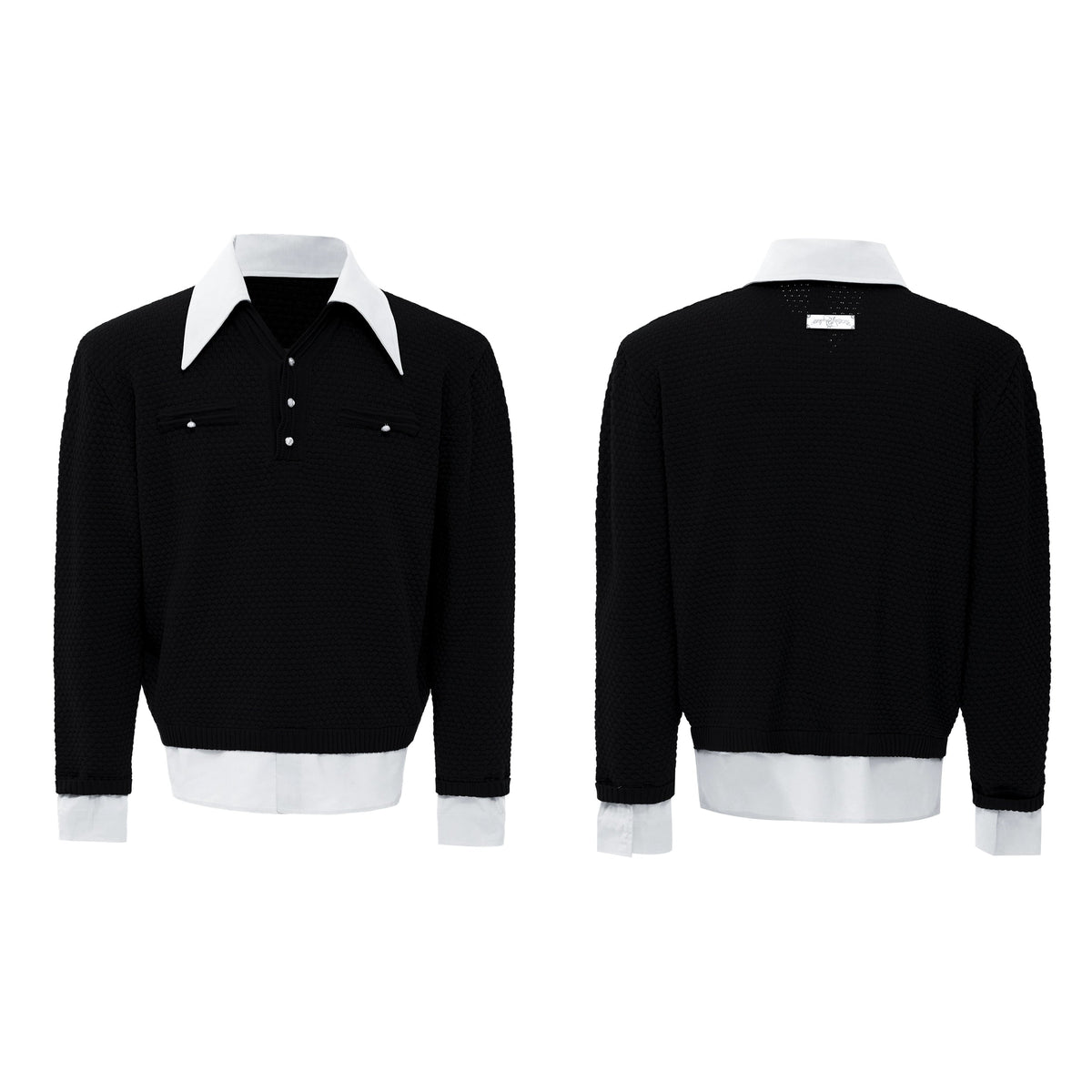 【25s Sep.】Textured Mock Two-piece Shirt Stitching Sweater