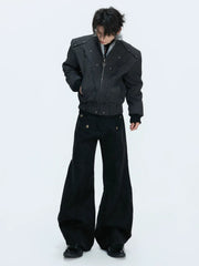 【26s Jan.】Retro Suede Double-layer Curved Trousers